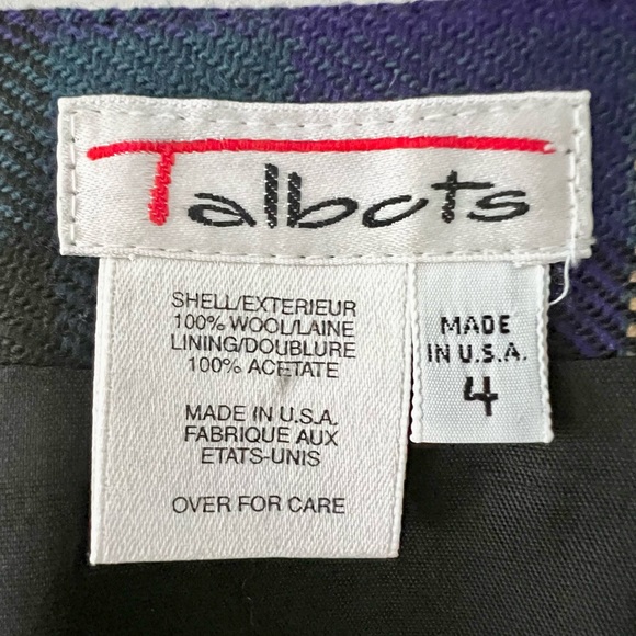 TALBOTS | Plaid Vintage Wool Wrap Long Maxi Skirt Purple Green Fringe Size 4 - Picture 11 of 11